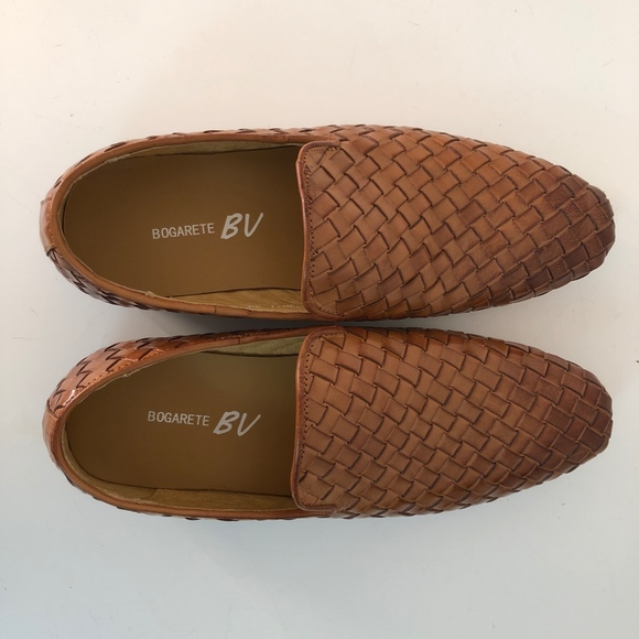 Unisex Tan Braided Leather Loafers Size 39 main image 4
